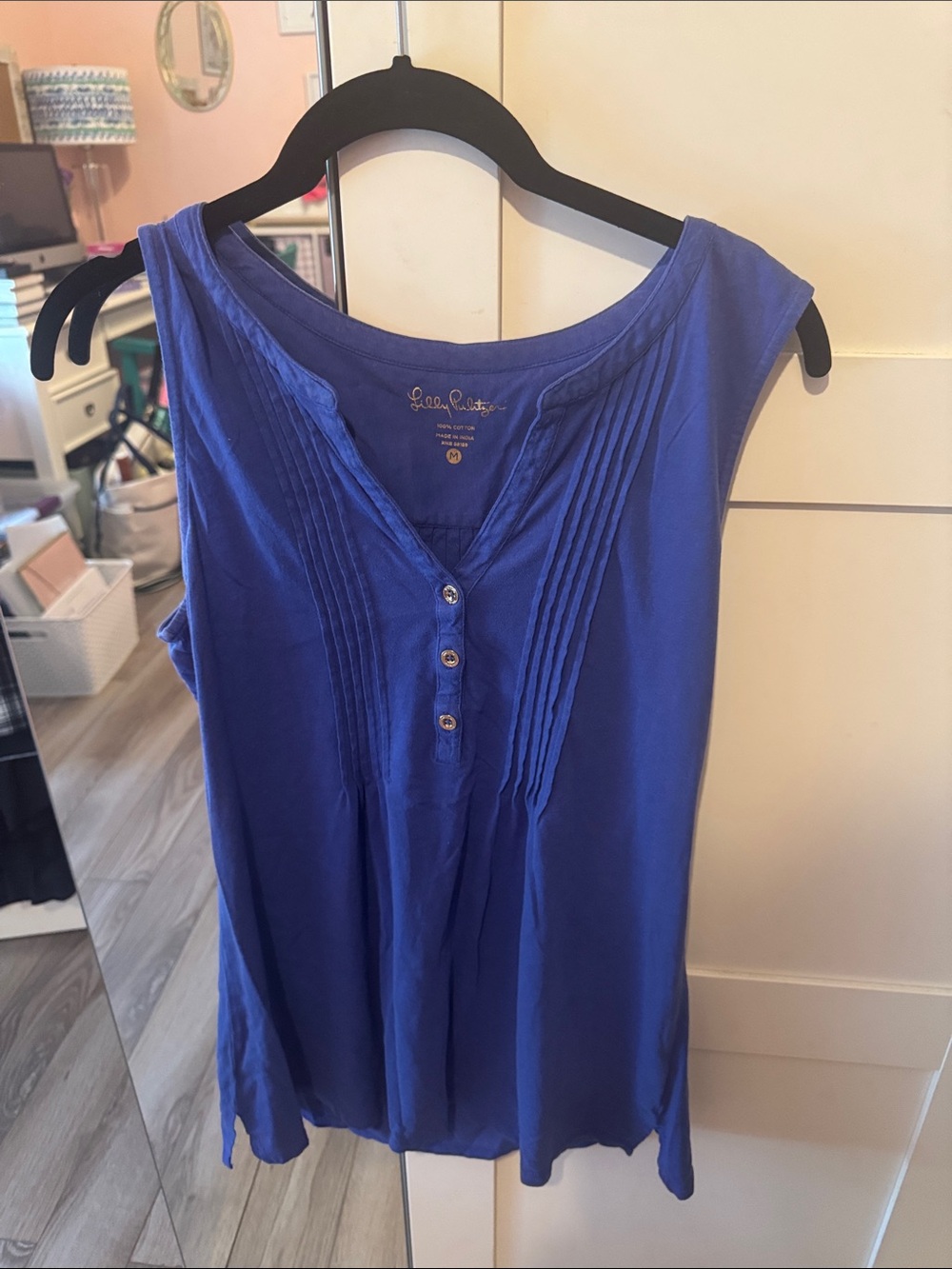 Lilly Pulitzer Royal Blue Sleeveless Pintuck Camisole